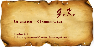 Gresner Klemencia névjegykártya